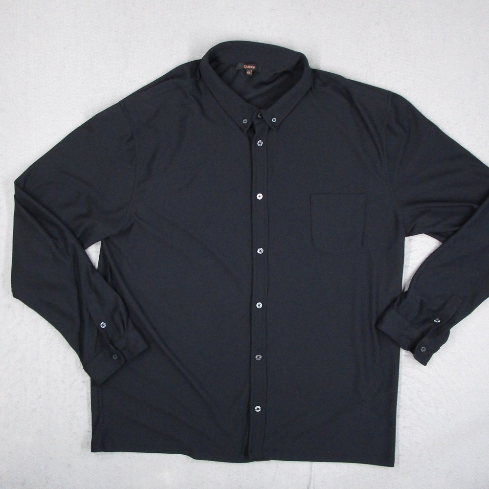 Quince ProPique Performance Button Down Shirt Mens XXL Black Long Sleeve LB53260